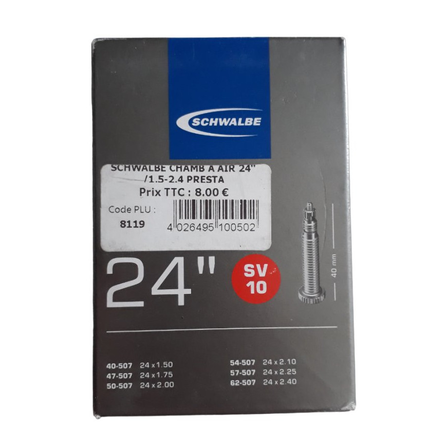 Chambre à air 24 pouces presta Schwalbe SV10 Chambre à air 24 pouces presta Schwalbe SV10