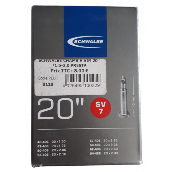 20 inches air tube Schwalbe SV7 presta