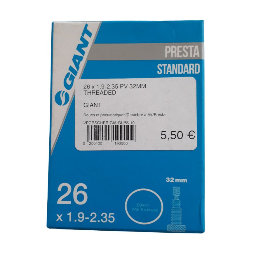 Air tube 26 inch 1.90 to 2.35 presta Giant