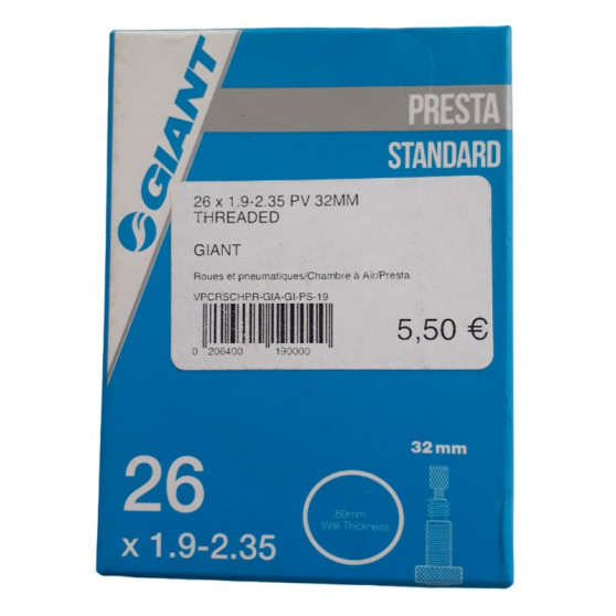 Air tube 26 inch 1.90 to 2.35 presta Giant