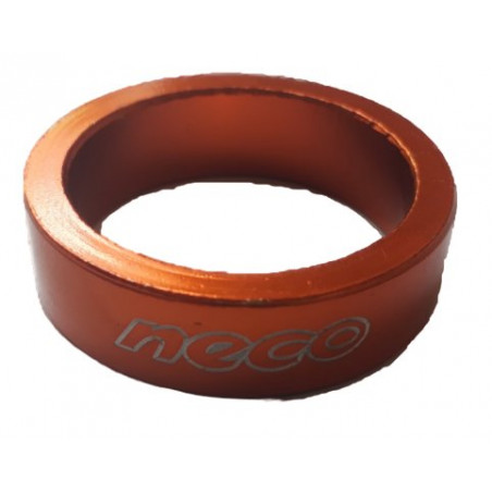 Entretoise velo NECO aluminium jeu de direction 1"1/8 10 mm orange