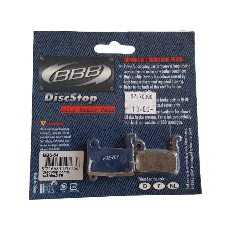 Plaquettes de frein BBB Shimano XTR (BBS-54) organiques Plaquettes de frein BBB Shimano XTR (BBS-54) organiques