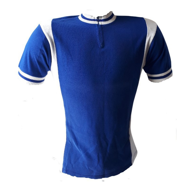 Maillot cycliste vintage bleu et blanc