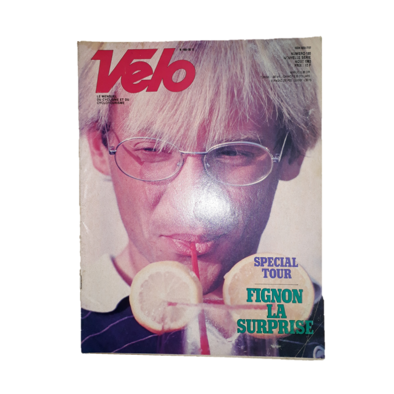 Magazine "Vélo", numéro 180, août 1983, Laurent Fignon en couverture, occasion en bon état.