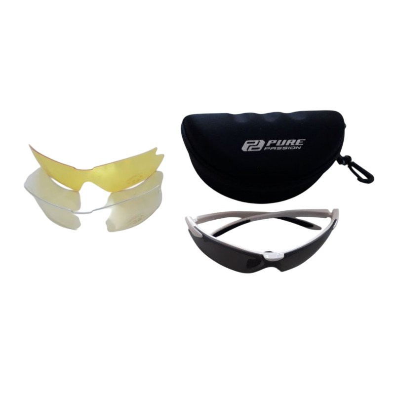 Lunettes cycliste homme Pure passion 3 types de verre blanc