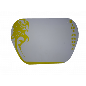 plaque bmx race fond blanc décoration jaune pour guidon