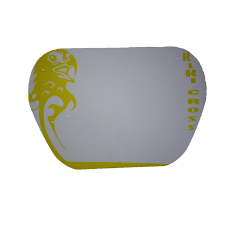 plaque bmx race fond blanc décoration jaune pour guidon