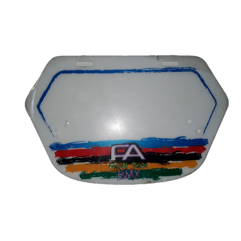 plaque bmx race FA world team courte pour guidon