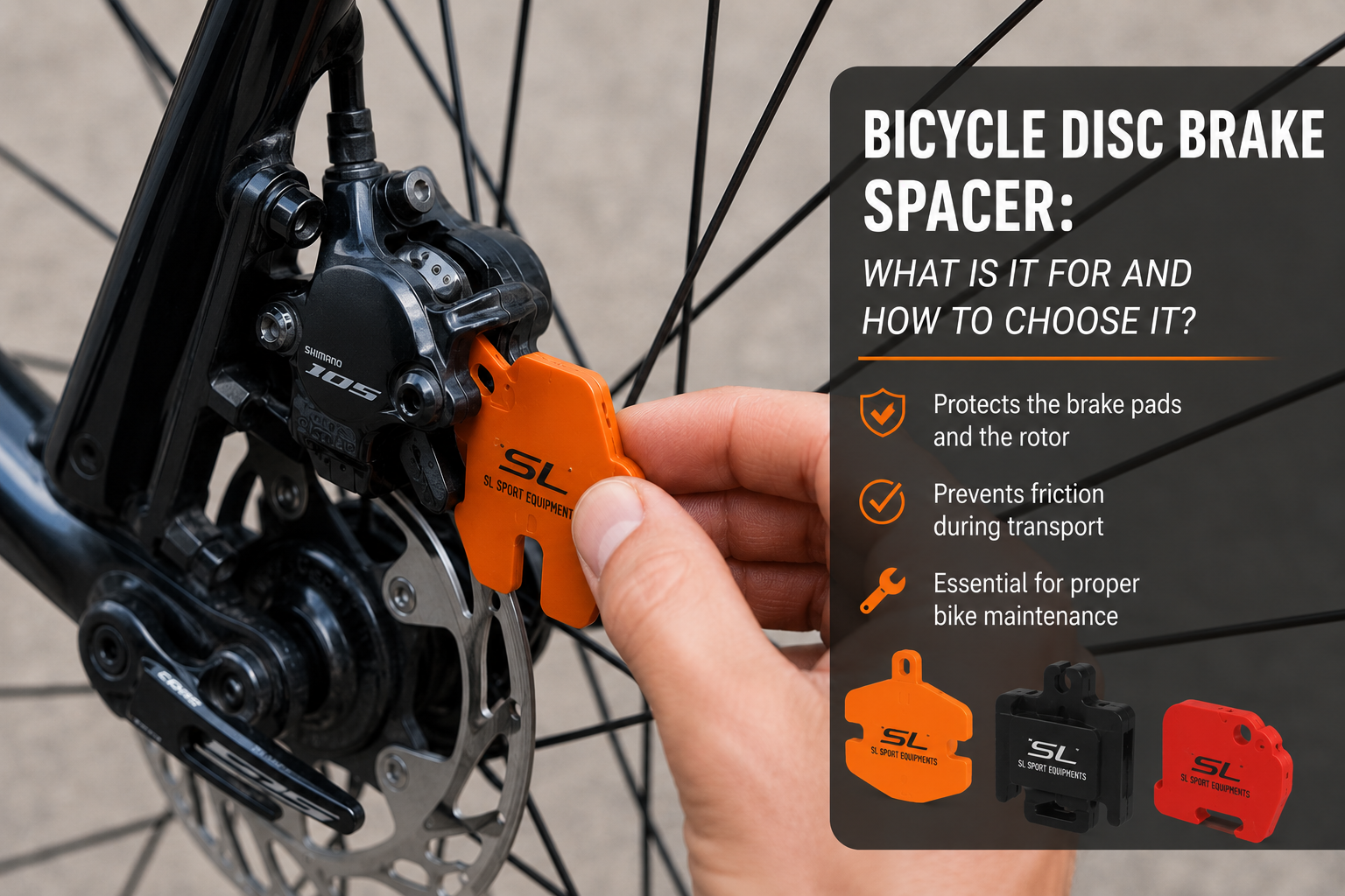 Bike disc brake pad spacer inside a hydraulic brake caliper