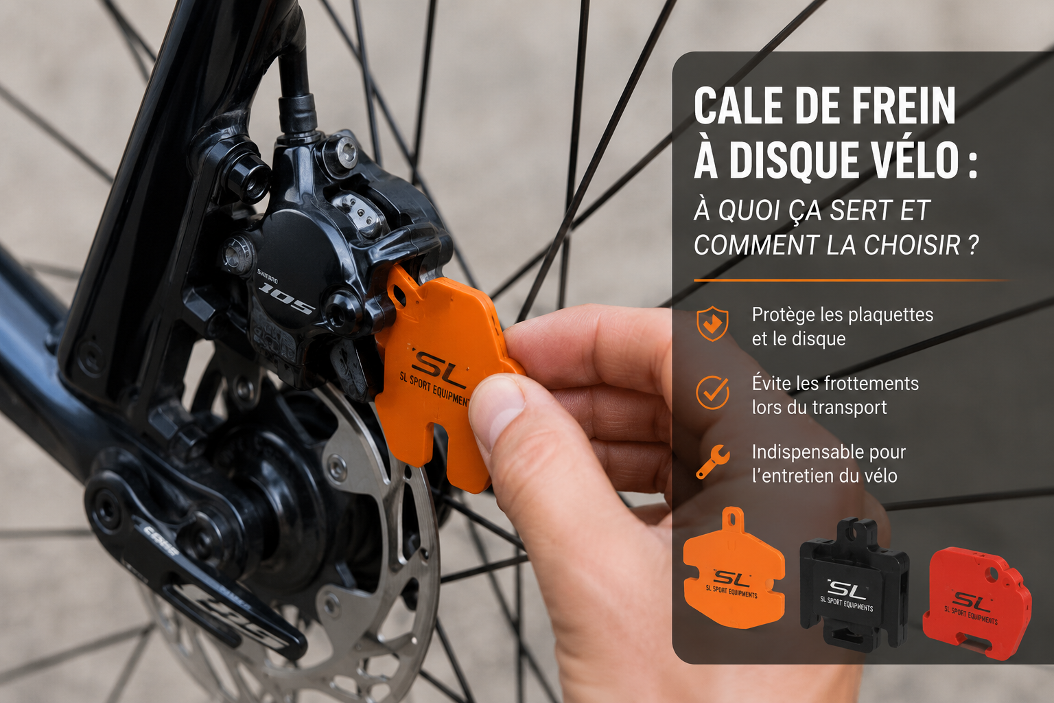 Cale de frein à disque vélo dans un étrier hydraulique