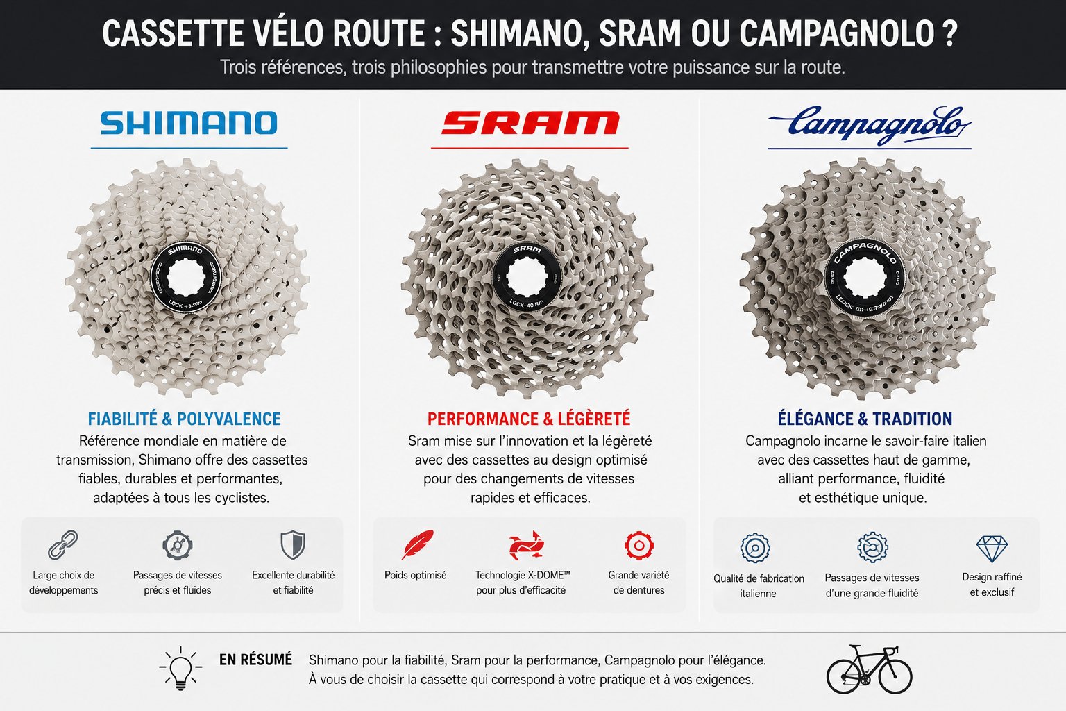 Cassettes Shimano Sram Campagnolo