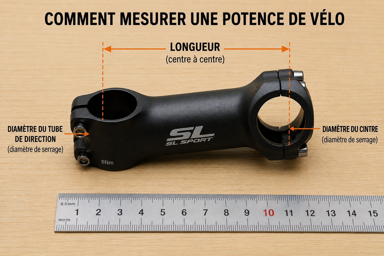 Schéma potence vélo : longueur, diamètre et angle