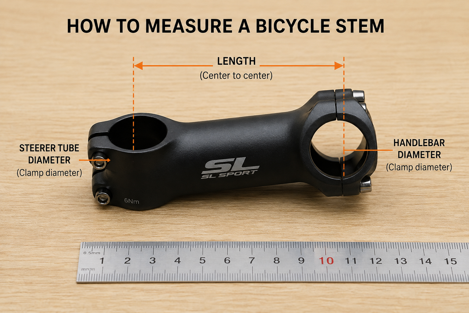 How to measure a bicycle stem - length, handlebar clamp diameter and steerer diameter