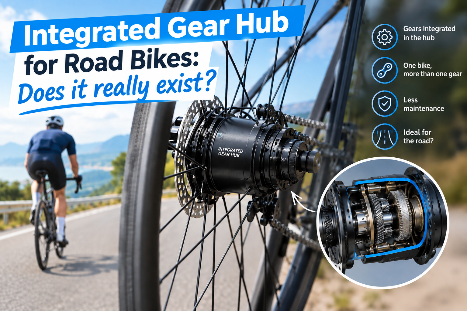 Comparison of an internal gear hub and a freehub body road bike hub