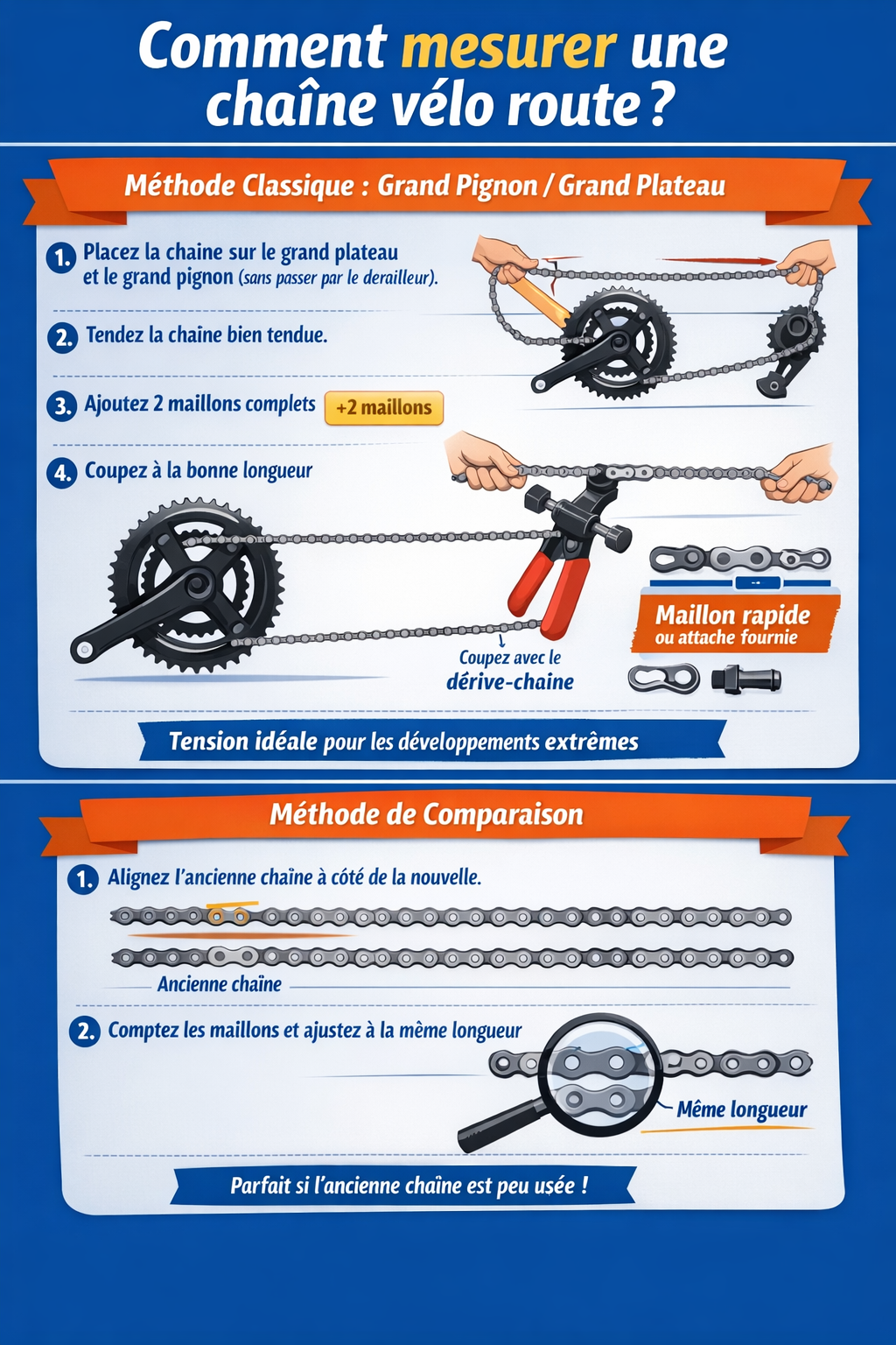 Mesurer chaine velo route