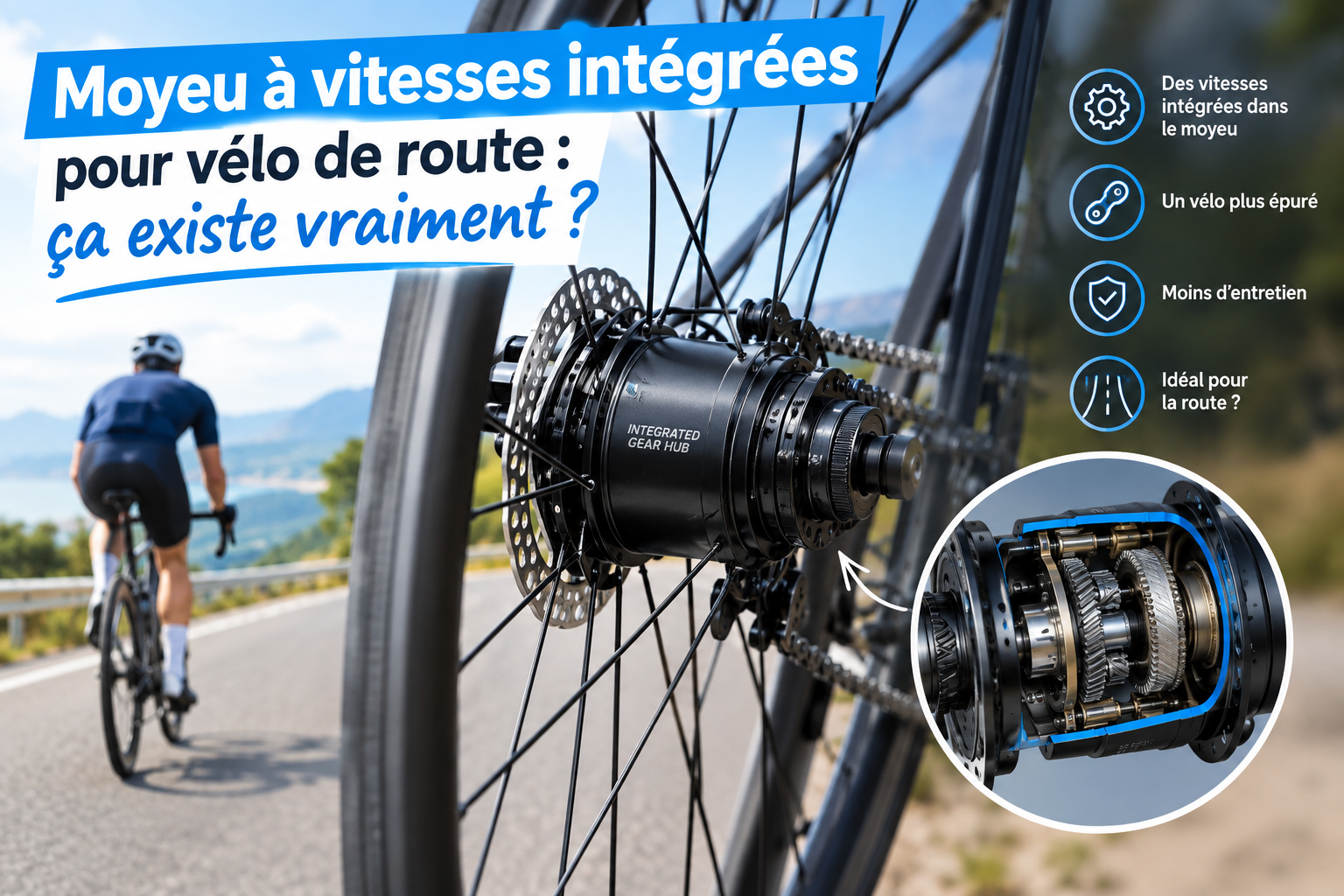 Comparatif moyeu à vitesses intégrées et moyeu à corps de roue libre vélo route
