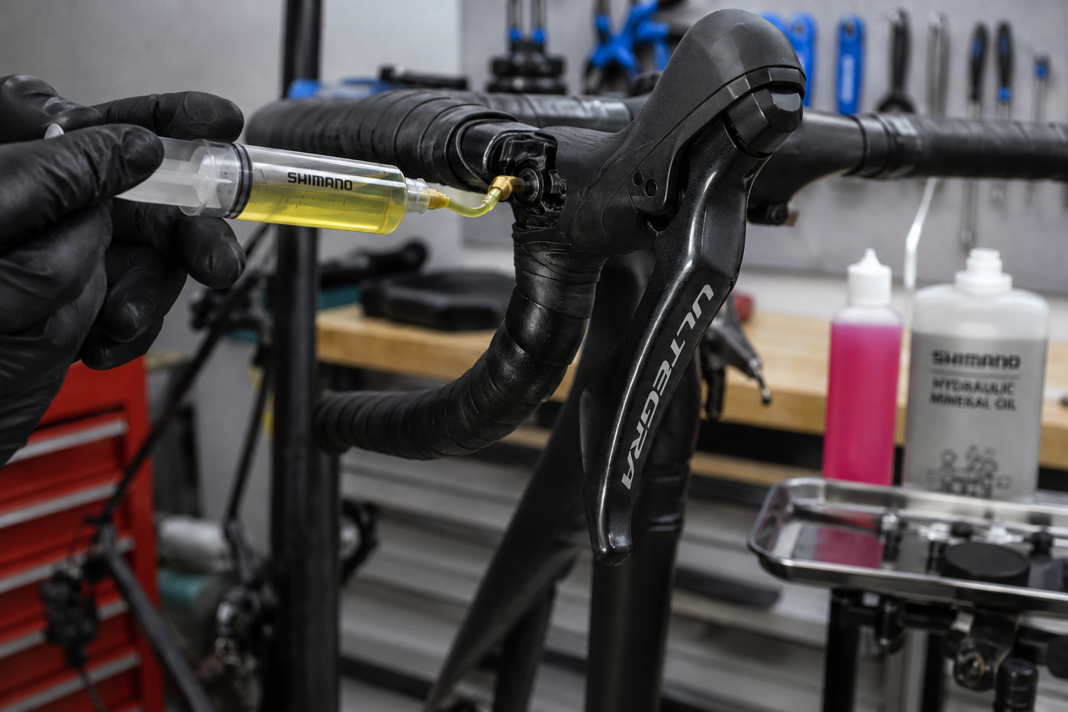 Step-by-step hydraulic road bike brake bleeding