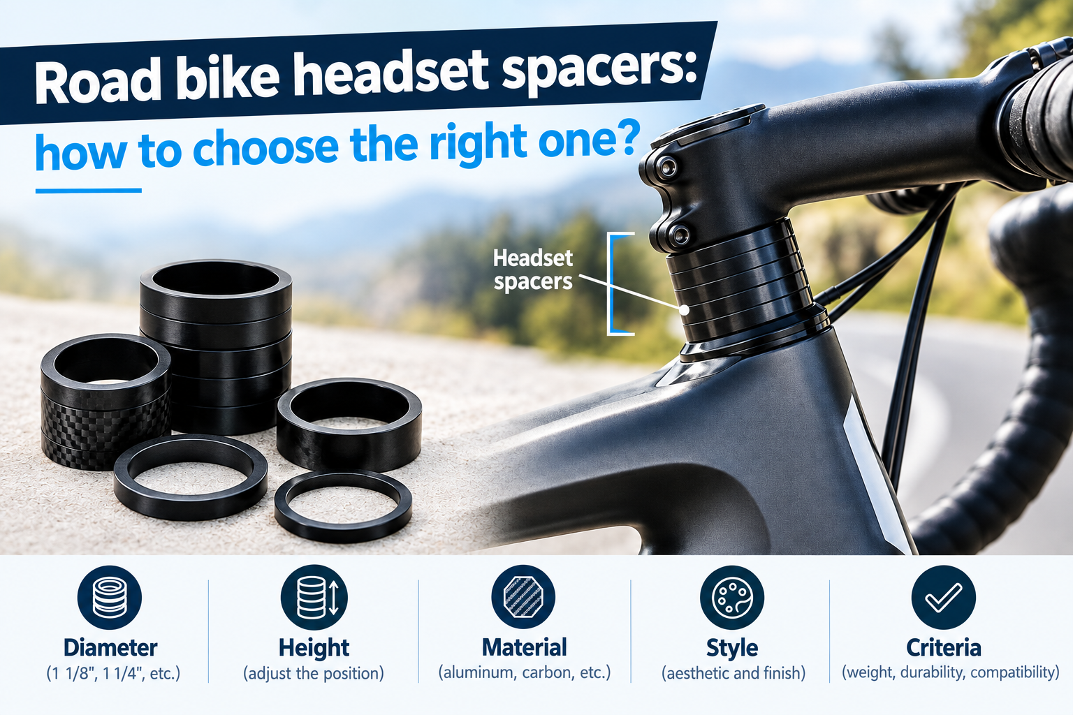 Road bike headset spacer carbon and aluminium