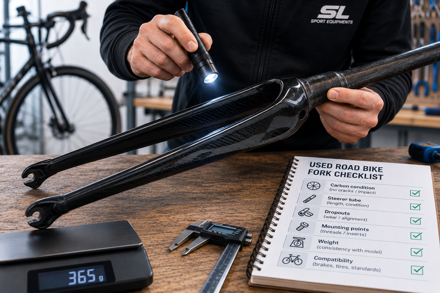 Fourche vélo route occasion contrôle qualité état