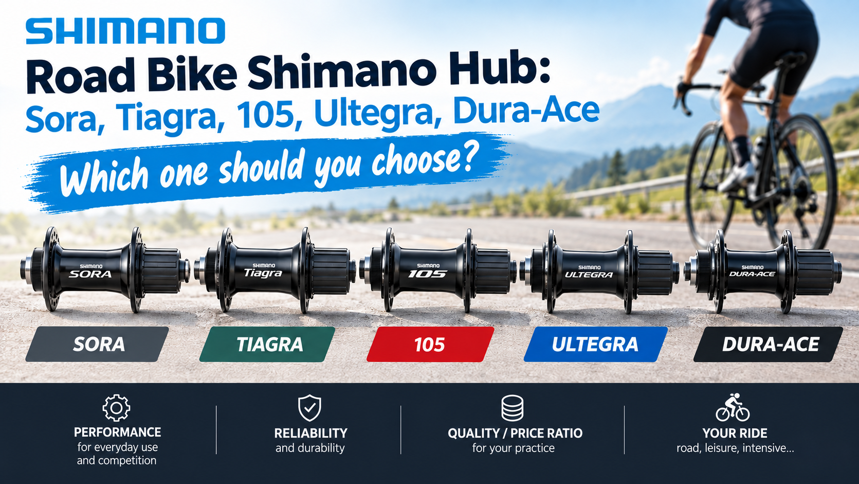 Comparison of Shimano road bike hub ranges